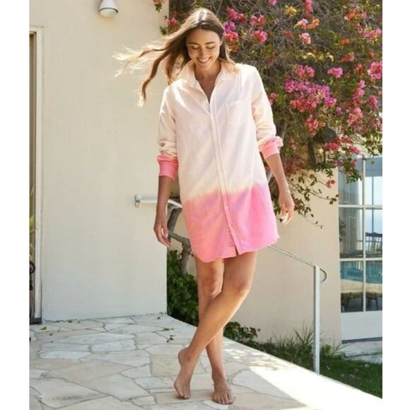 Frank & Eileen Mary‎ Pink Dip Dye Color Block Tie Dye Mini Shirt Dress Size XS - Picture 1 of 8